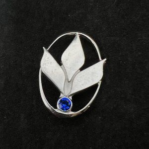Vintage CTO Sterling Silver Cobalt Blue Quartz Brooch (3278-1,2)